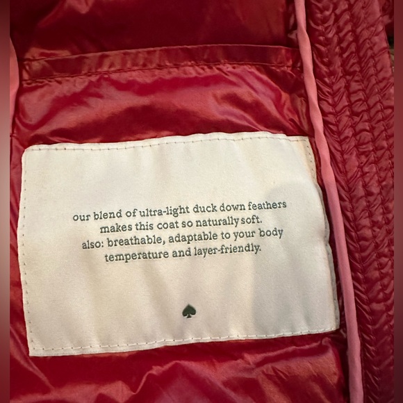 Kate Spade lightweight down packable red hooded puffer jacket Quilted down lined - Picture 6 of 9
